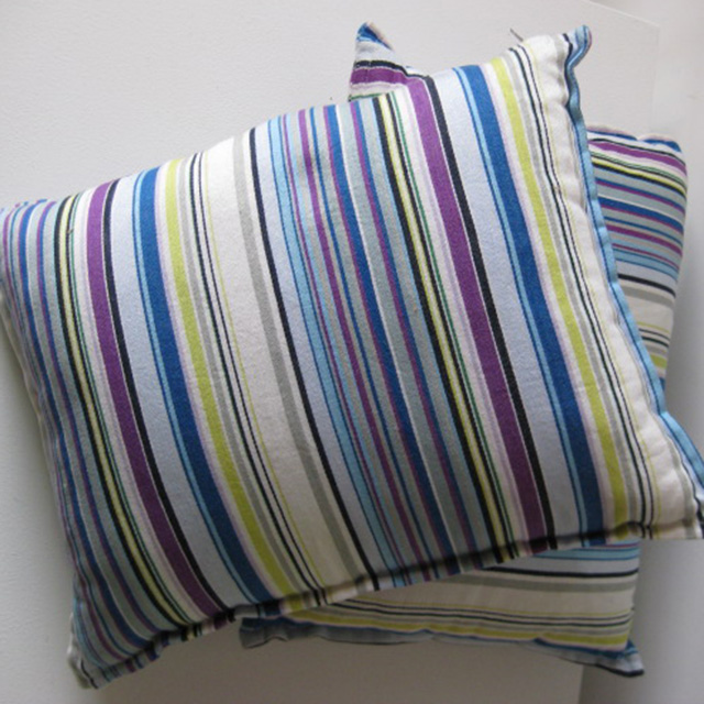 CUSHION, Stripe - Purple Blue White & Green